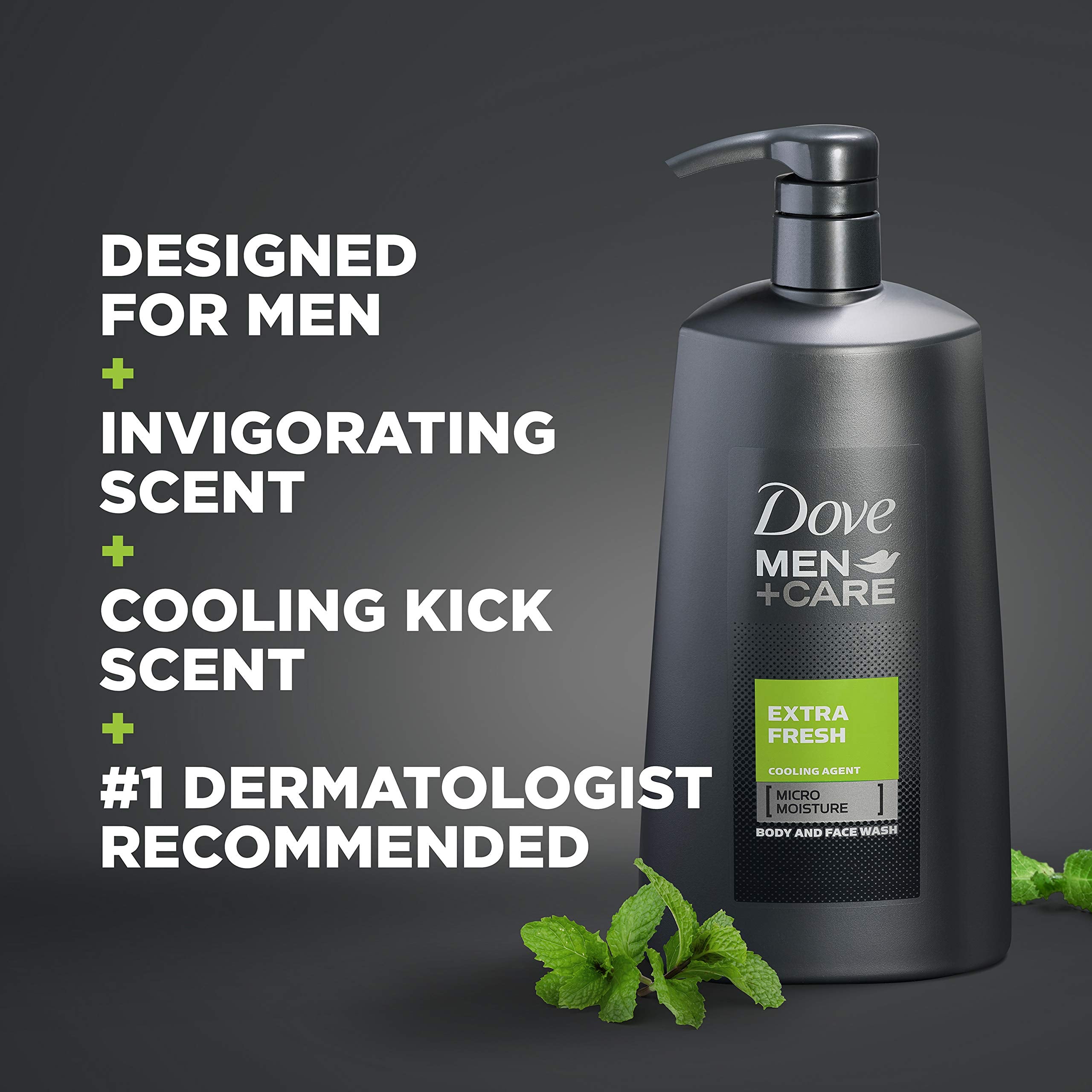 Dove Men+Care Body Wash with Pump for Men's Skin Care Extra Fresh Body Wash that Effectively Washes Away Bacteria While Nourishing Your Skin 23.5 oz