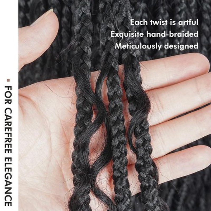 Toyotress Boho Crochet Braids Human Hair - 12 Inch 8 Packs Pre-Looped Miracle Knots Crochet Hair for Black Women, Natural Black Handmade Pre-Twisted Braiding Hair Extensions (12 Inch, 1B-8P)