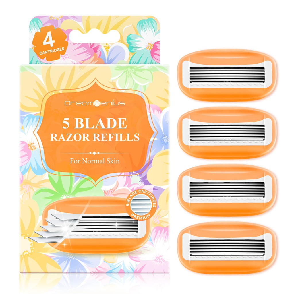 DreamGenius Women’s Razor Blades Refills Include 4 Cartridges, Orange