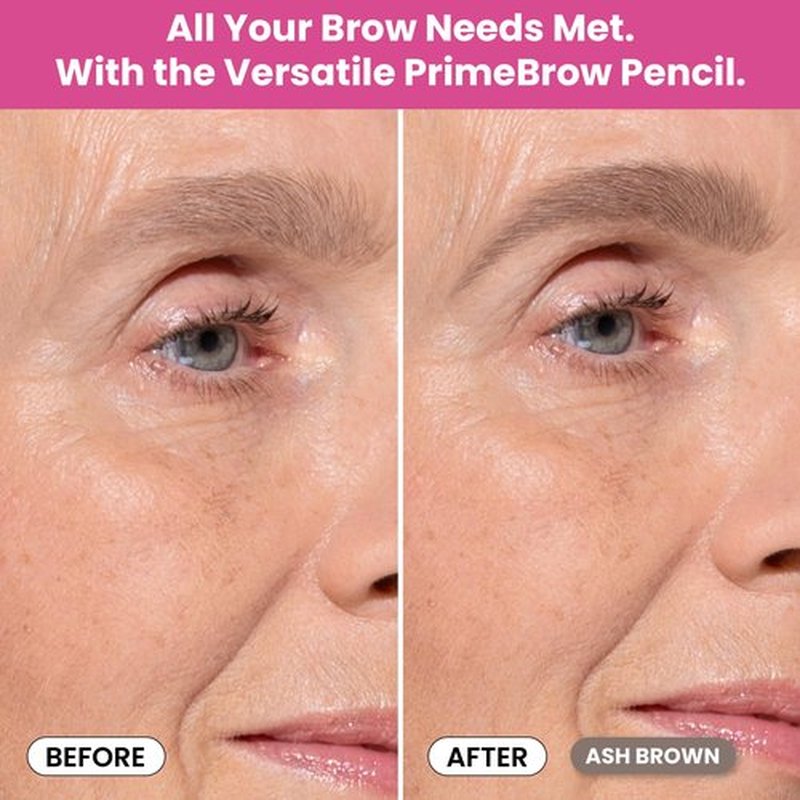 Prime Prometics PrimeBrow Pencil for Mature Women – Ultra-Precise Tip for Natural, Hair-Like Strokes – Smudge-Proof & Long-Lasting Wear – Great for Thinning, Sparse, or Graying Brows (Ash Brown)