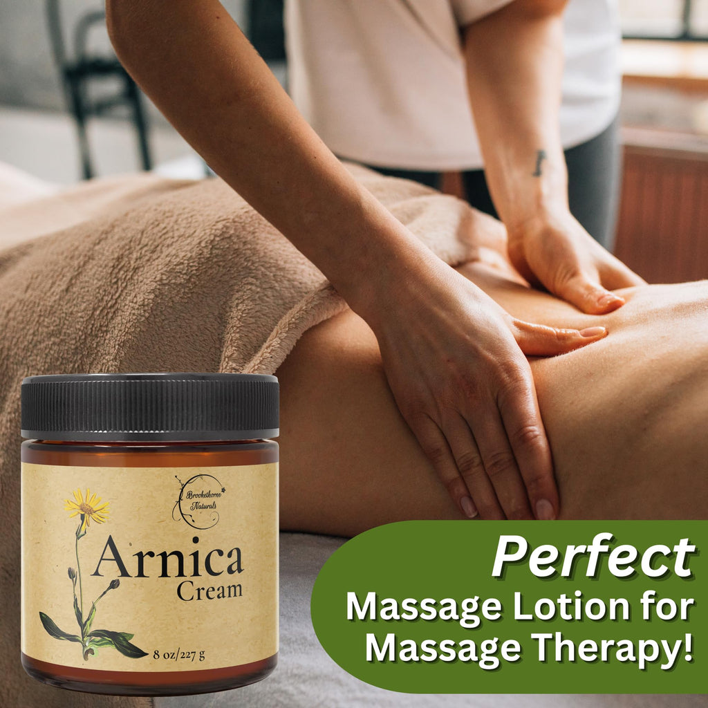 Brookethorne Naturals Arnica Cream | Botanical Massage Lotion for Massage Therapy with Arnica Montana, Lemongrass & Eucalyptus Essential Oils | for Post-Workout Massage & Active Lifestyles — 2 Pack