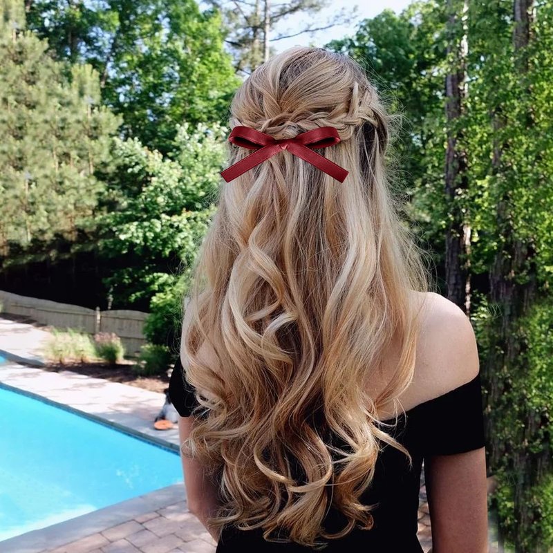 Vodolo Hair Bows for Girls,20 PCS Small Bow Hair Clips Tassel Ribbon Bowknot With Short Tail,Ribbon Hair Bows Barrettes for Thick Thin Hair,Nonslip Hair Accessories Christmas Birthday Gifts