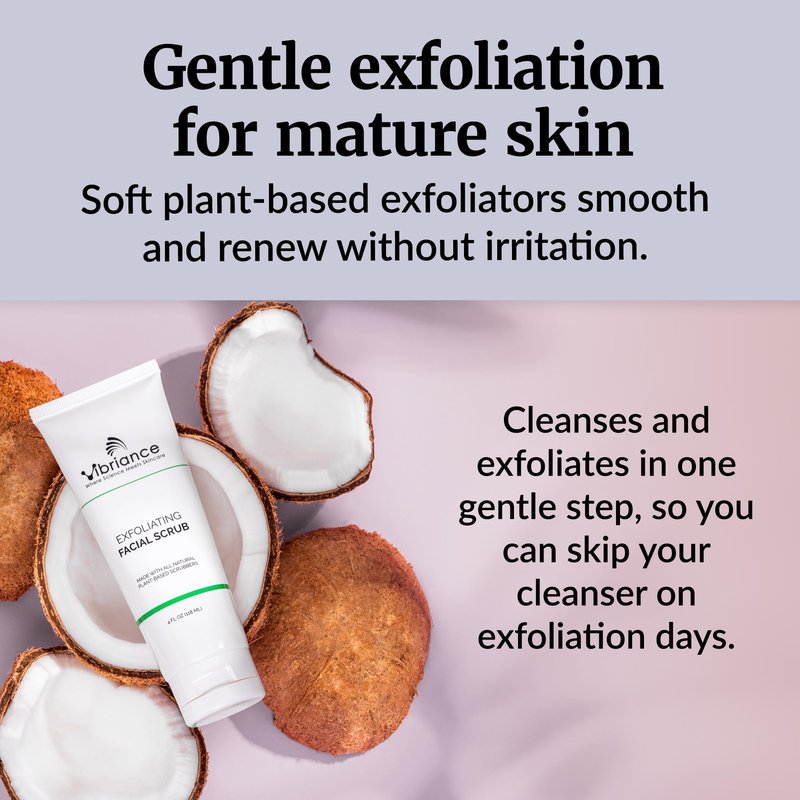 Vibriance Ultra-Gentle Face Scrub, 4 fl oz - Exfoliating Facial Wash Unclogs Pores - Sulfate and Paraben-Free Exfoliator For All Skin Types - Made with Natural Ingredients