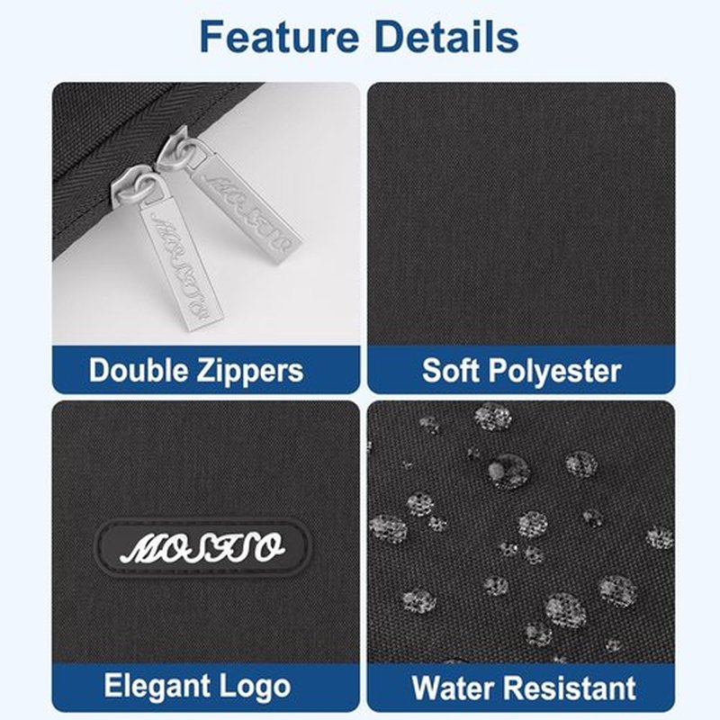 MOSISO Laptop Sleeve - 13.3 Inch Compatible with MacBook Air/Pro & More | Durable Polyester, Black