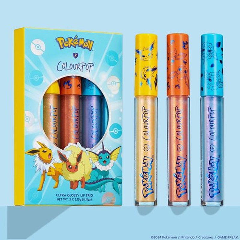 ColourPop Pokémon | Evolution Ultra Glossy Lip Trio - Vibrant Shades for Stunning Lips
