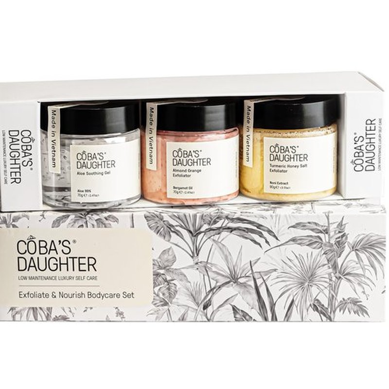 COBA'S DAUGHTER Luxury Spa Gift Set for Women | 3-Piece Mini Body Care Trio, Birthday Gift Set & Mother’s Day Gift for Woman, Travel Size Self-Care Gift (Honey Turmeric, Almond Orange, Aloe Vera)