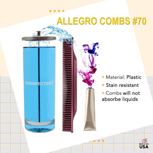 Allegro Combs #70 Wide Tooth Combs Defining Brush Comb 3-Row Wide Tooth For Curly Hair Comb For Women Curly Hair, Hair Stylists Hair Comb 2 Piece (Burgundy)