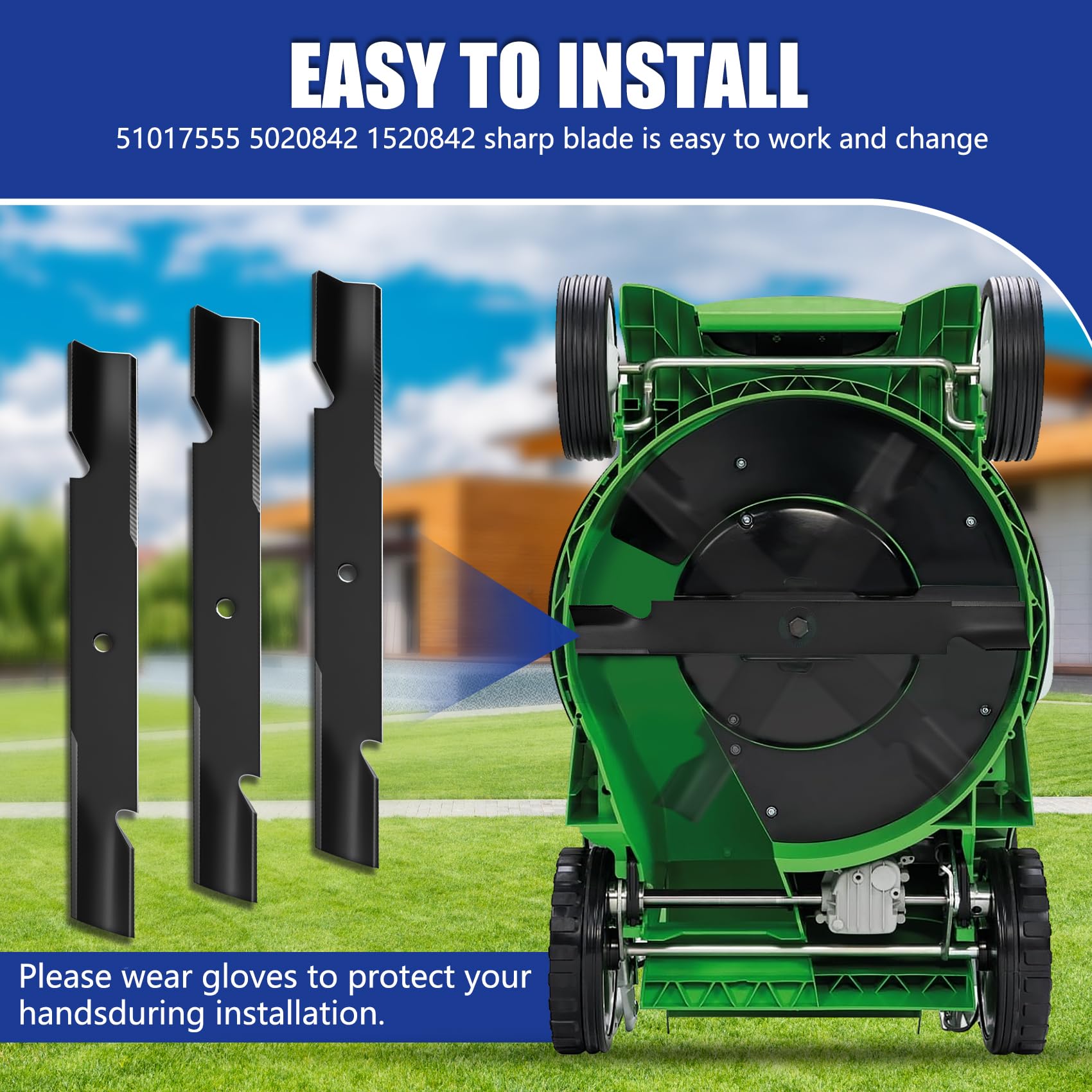 Upgrade 5101755S (3 Pack) Lawn Mower Blades Replace for 91-626 596-347,21" Mower Blade,Compatible with Scag 61" Deck Lawn Mower,Replace for All 61 inch Ferris lawnmowers