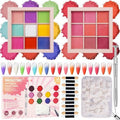 MKNZOME 18 Colors Nail Pigment Powder Palette, Pigment Powder for Nails Set and Nail Art Sponges with Grabbing Pen, Ombre Aura Pigmentos para Uñas, D+F