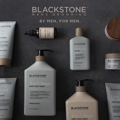 Blackstone Men's Grooming Refresh Facial Moisturizer with Vitamin E, Peppermint & Hyaluronic Acid - Lightweight & Non-Greasy | Restores Dry Skin, Paraben Free, Sandalwood (8 oz)