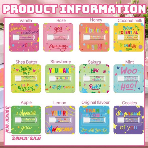 Skiennix Thank You Lip Balms - 48 Pcs Bulk Travel Size Gifts for Employees, Teachers & Nurses
