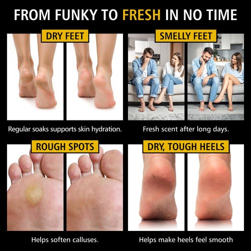 Heavy Duty Tea Tree Oil Foot Soak - Epsom Salt for Soaking for Odor & Footbath to Soften Calluses - Athletes Foot - Nail Discoloration - Relaxing Pedicure Soak - Dry Skin & Rough Heels - 16oz