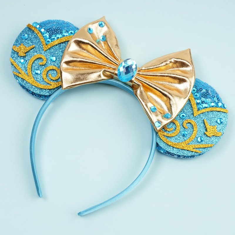 zhezesmila Sparkling Mouse Ears Sequin Bow Ears Headband for Women Dazzling Princess Hair Band Headwear for Princess Costume Theme Birthday Party