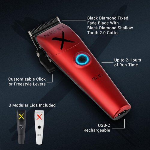 Stylecraft Instinct Professional Hair Clipper - Cordless with Intuitive Torque Control & 3 Modular Lids