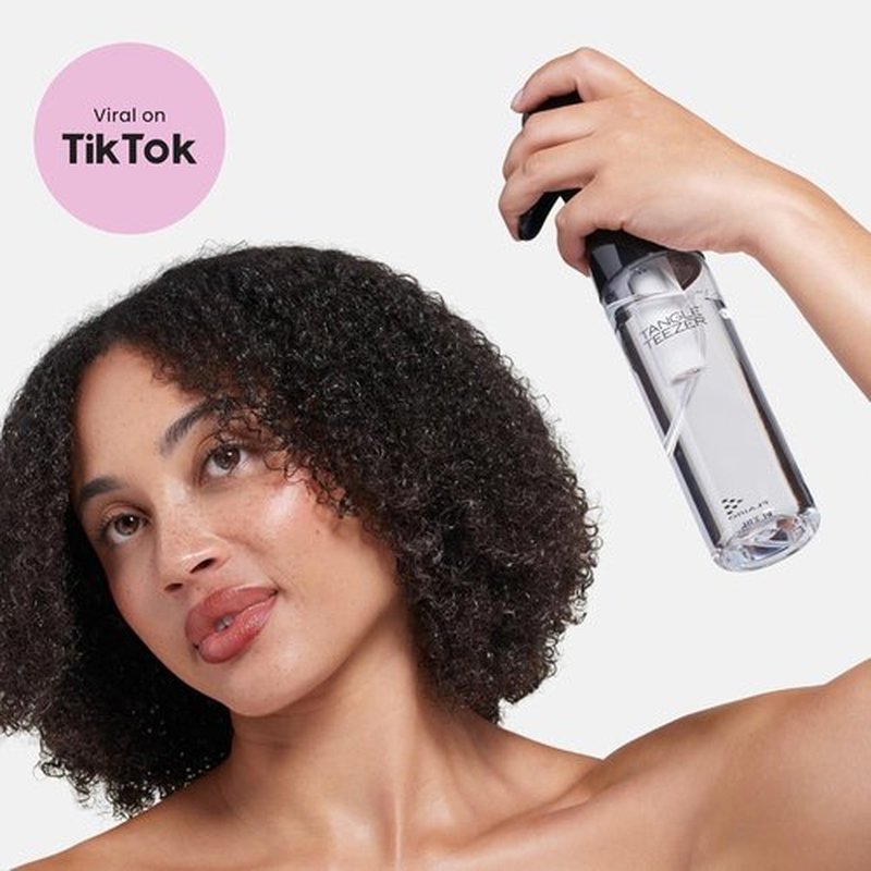 TANGLE TEEZER Continuous Spray Bottle - Reusable & Refillable for Hair Detangling | 10.1 oz, Black