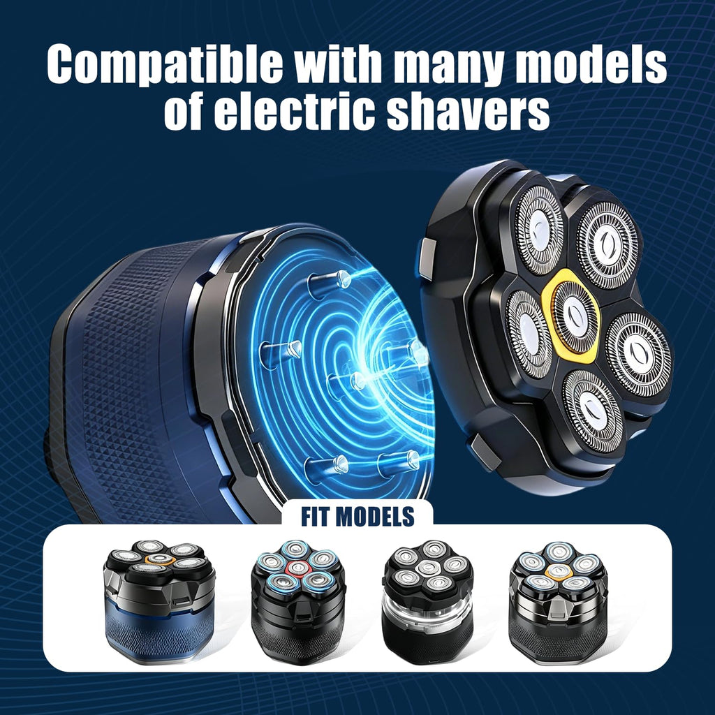 Magnetic 6-Blade Replacement Heads for Electric Shavers, Compatible with Most 6D Rotary Shavers, Precision Self-Sharpening Blades, Easy Install, Hypoallergenic, Waterproof,(4 Packs)