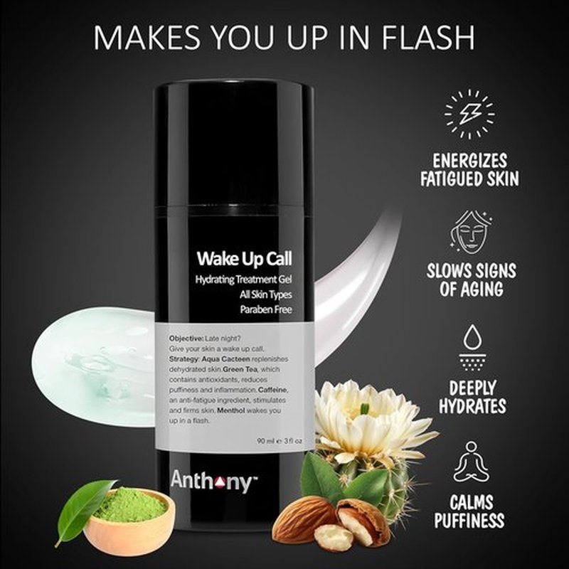 Anthony Wake Up Call Face Moisturizer - 3 Fl Oz Anti-Puffiness Refreshing Formula with Caffeine & Green Tea