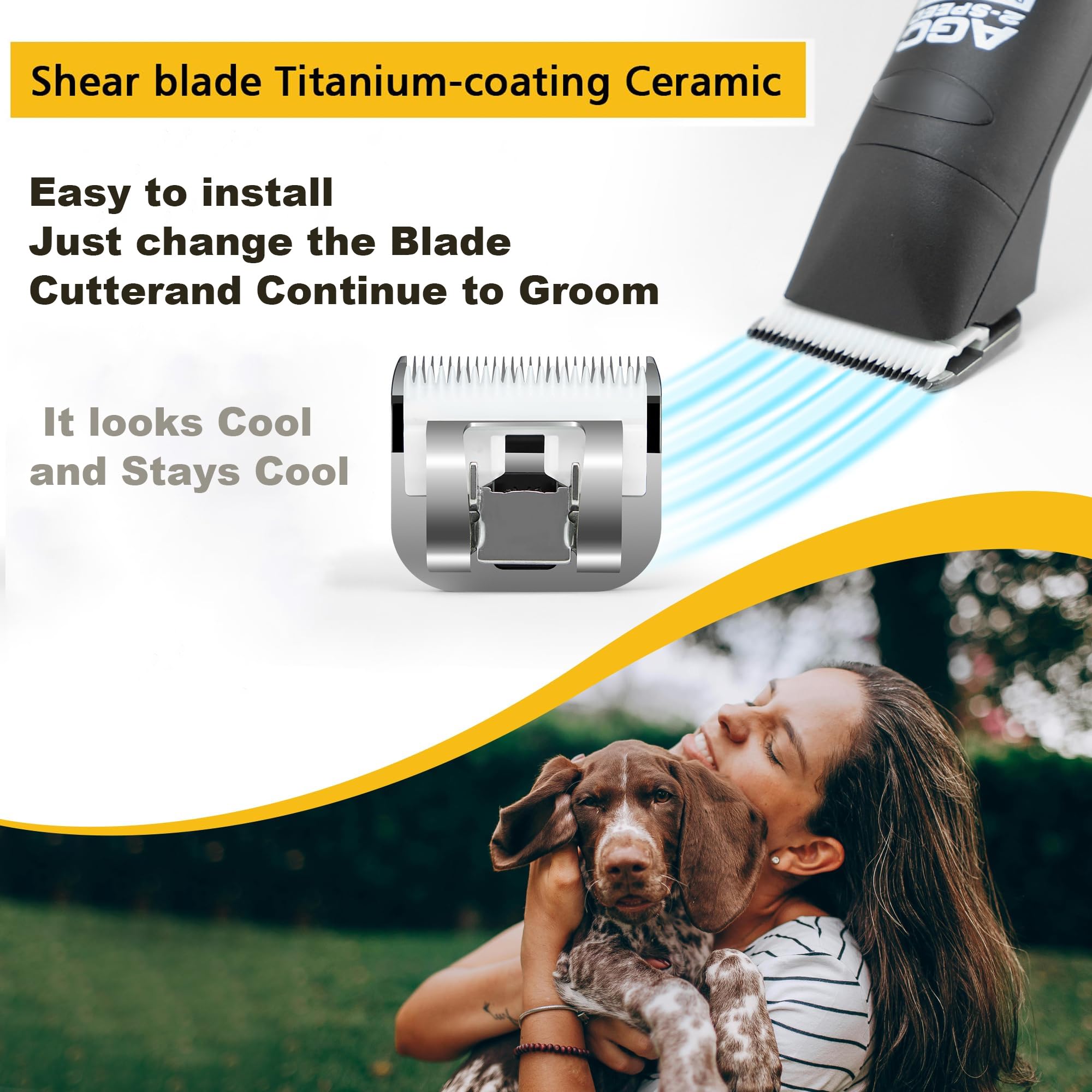 3PCS Ceramic Coarse Pet Replacement Blade Cutter Compatible with Andis 64440, Oster A5, Wahl KM Series Clipper, 22Teeth White and Black Ceramic Blade Cutter