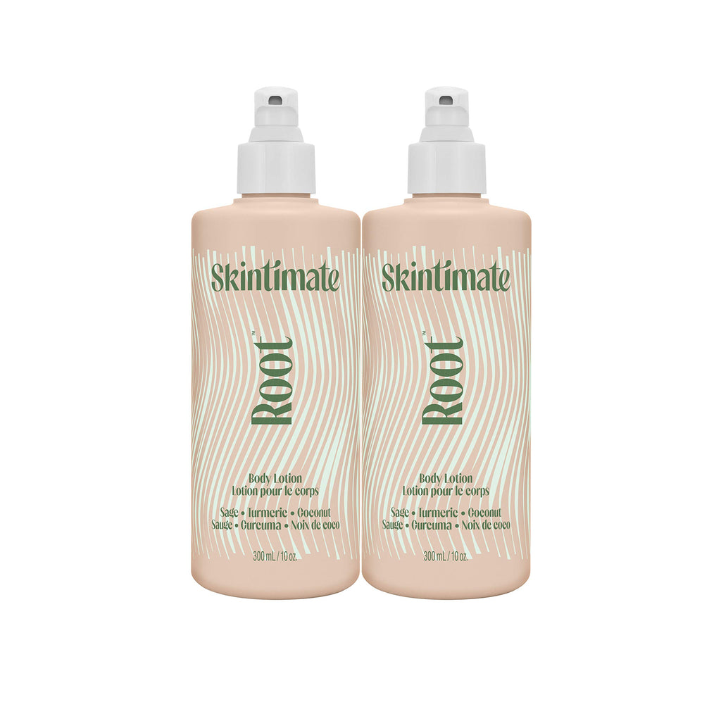 Skintimate Root Body Lotion, Scented with Sage, Turmeric and Coconut, 10 fl. oz. (Pack of 2)
