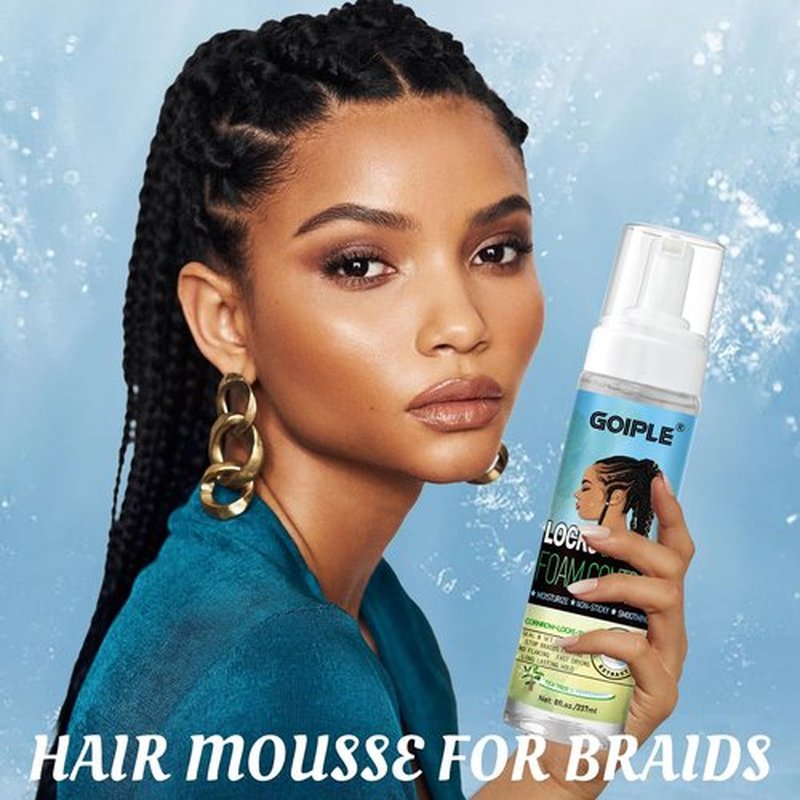 8 fl oz Braid Foam Control Mousse Braiding Hair Mousse for Braids Twist, Locs, No Flake Extra Hold High Shine Style & Moisturizes, Nourishes, Lightweight, Smooth, No Greasy Tea Tree