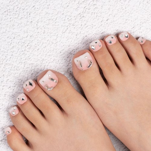 LOVFUL Handmade Acrylic Press on Toenails Berry Shake | Salon Quality 20 PCS Free Size Toe Nails | Reusable Fake Nails for Toe | T56