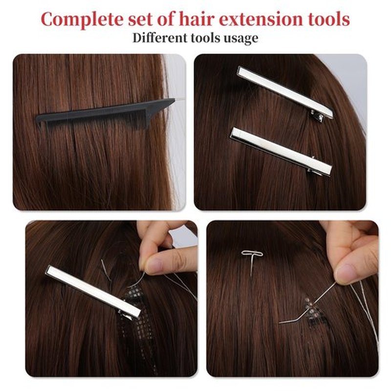 Fedmut Hair Extension Tools Kit, 5 Colors 1000Pcs Micro Silicone Rings Beads with Hair Extension Remove Pliers, Pulling Hook, Threads, Needle for Hair Extensions Hair Styling