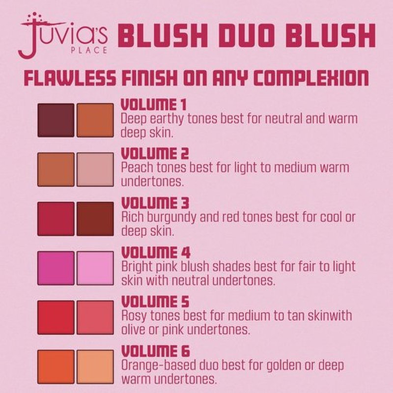 Juvia's Place Blushed Duo Blush Volume 4 - Two-Tone Pigmented Pressed Mineral Powder | Matte Finish for All Skin Tones