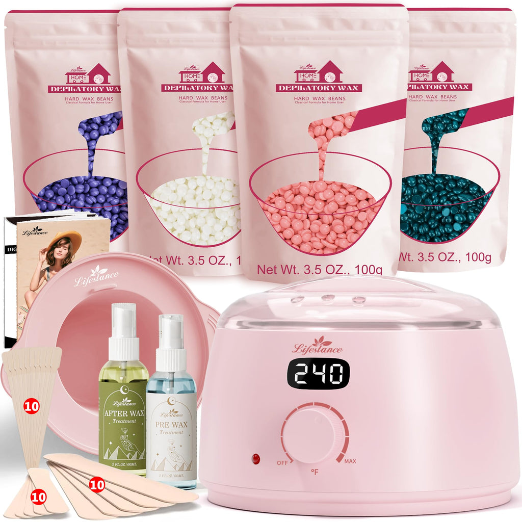 Lifestance Waxing Kit for Women & Men - Pink L3 Digital Warmer