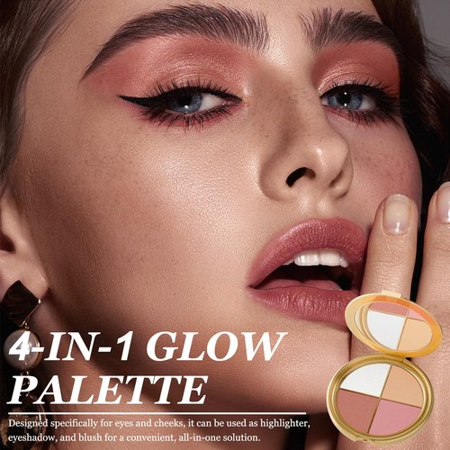 Regine Switzerland Eye & Cheek Palette - 4-In-1 Makeup Kit for Natural Glow & Contouring