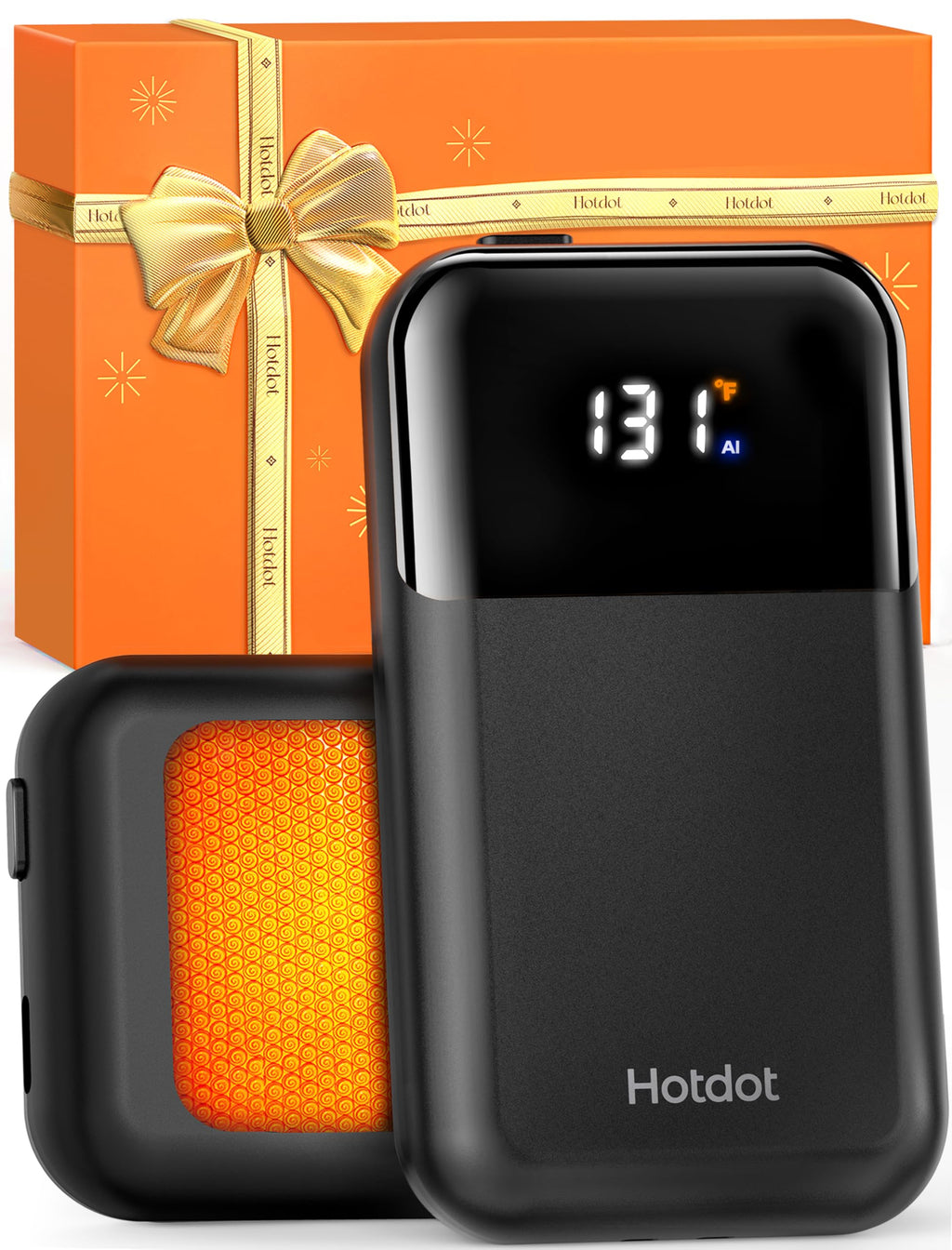 Rechargeable Hand Warmers 2 Pack, Electric Pocket Warmers with LED Temp & Battery Display, Smart Auto Pause, 4 Heat Levels 104-131°F, Fast Heating for Gloves, Camping Hiking, Gifts for Men Women
