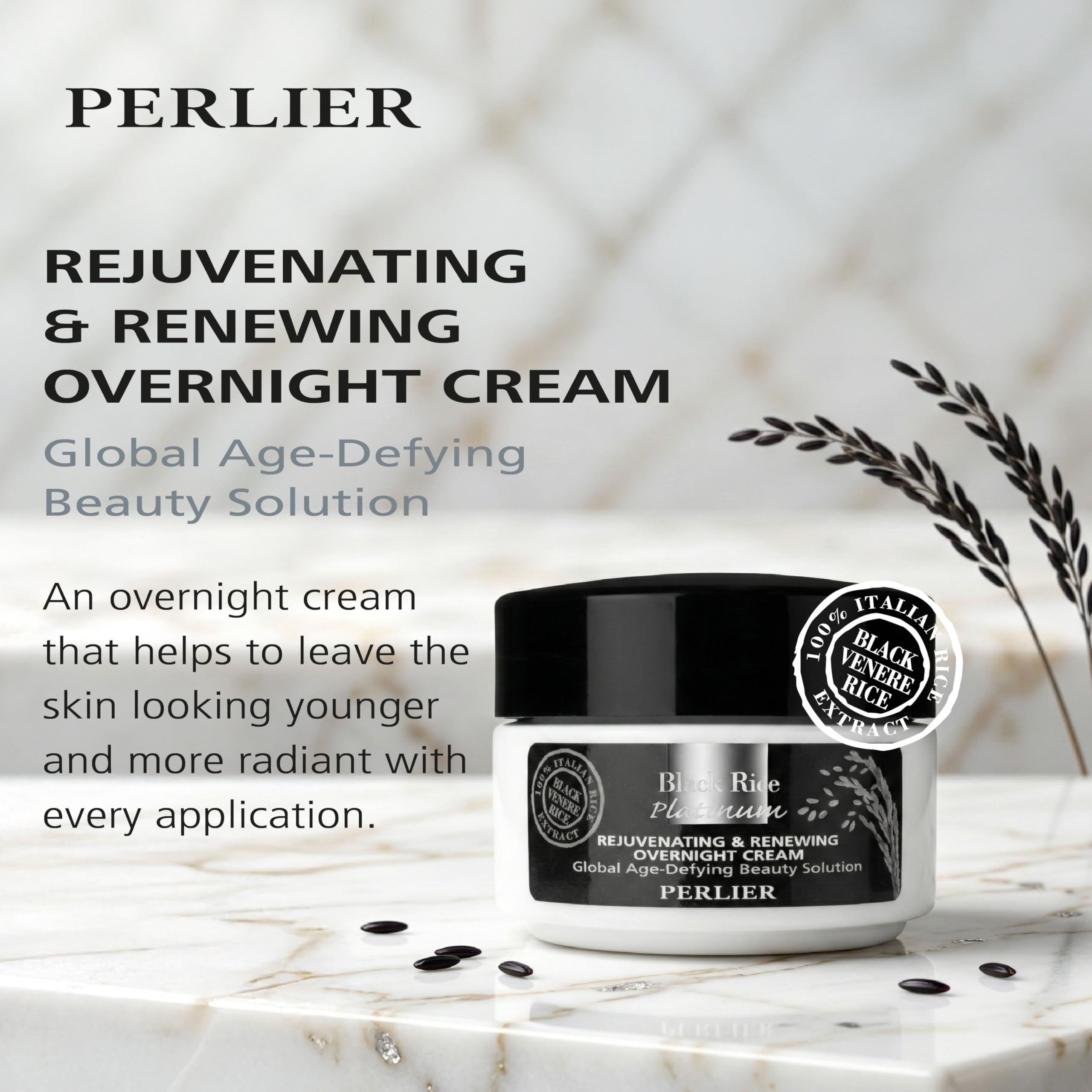 Perlier Platinum Black Rice Rejuvenating & Renewing Overnight Cream, 1.6 fl. oz.