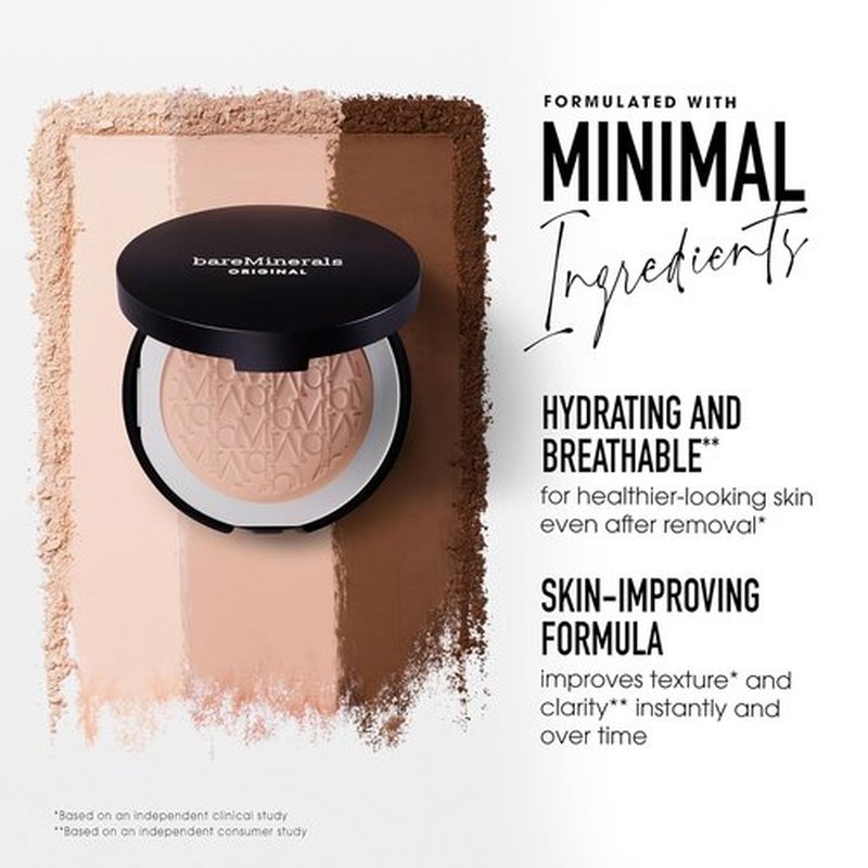 bareMinerals Original Pressed Powder Foundation - Talc-Free, SPF 15, Luminous Finish, Vegan, Clean Beauty