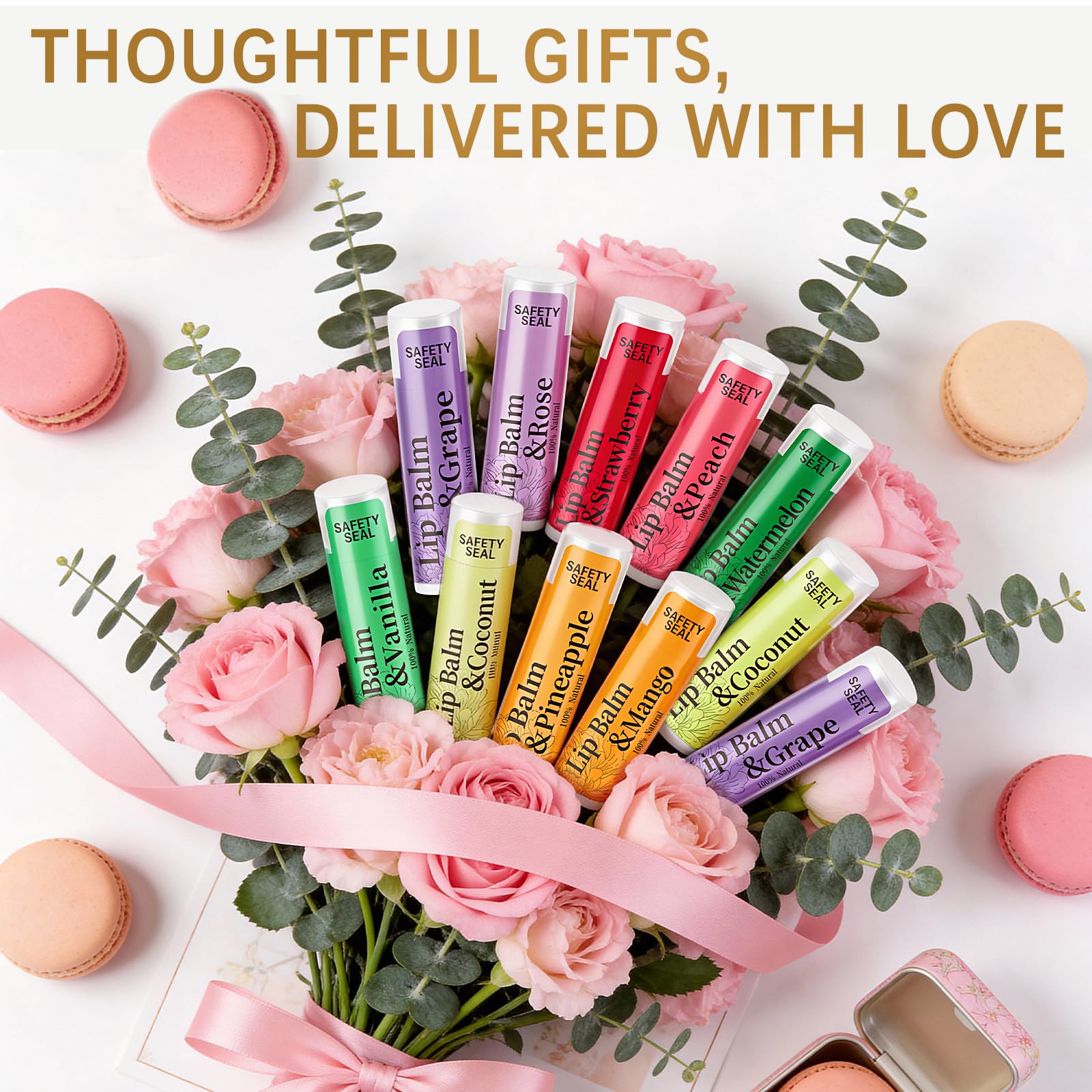 RBUGR 320 Pcs Lip Balm Bulk- Natural Moisturising Organic Set for Cracked Lips, 12-Flavored Professional Pack Bulk Gifts Valentine Party Favors (4.2g/0.15oz)