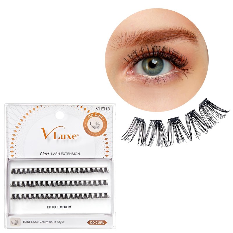 VLuxe DD Curl Lash Cluster Eyelash Extensions, Voluminous Style 40D Volume Individual False Eyelash for Professionals, Enhanced Bold Look for Dramatic Lift, DIY Easy Application & Comfortable Wear