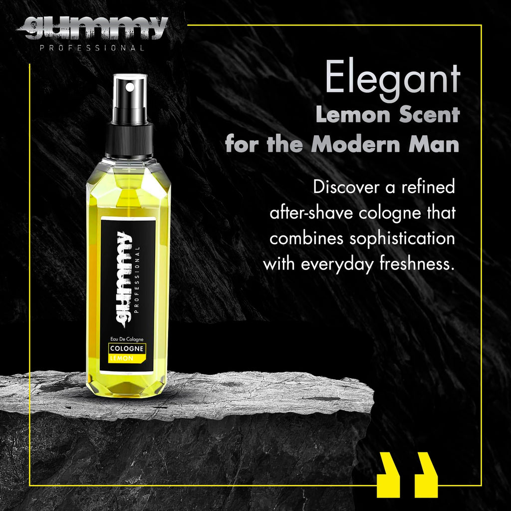 Gummy Professional Lemon Eau de Cologne 400ML - After Shave Traditional Inspired Barber Cologne - Lasting Fresh Bright Lemon Citrus Fragrance - Alcohol Based Cooling Formula for Post Shave Care
