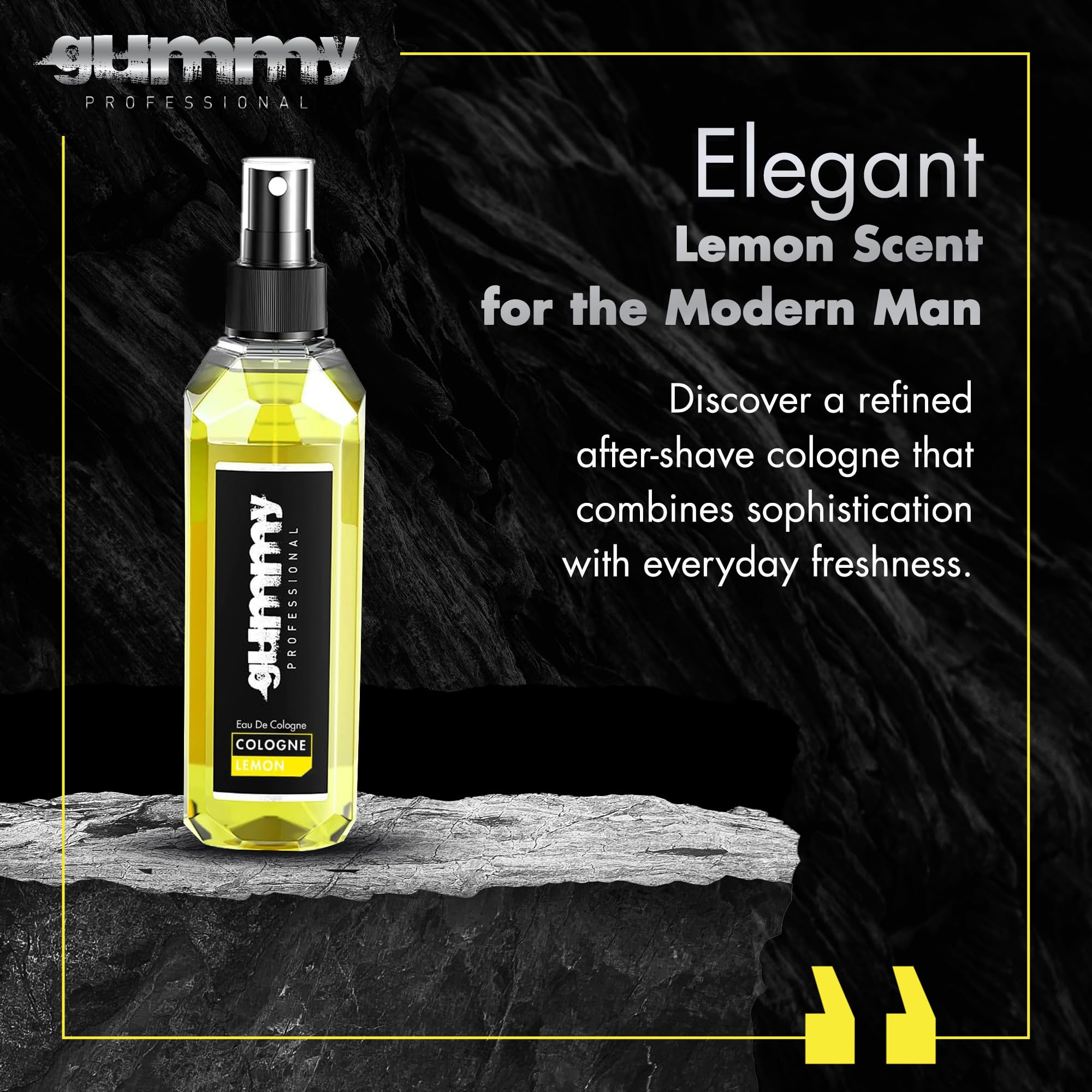 Gummy Professional Lemon Eau de Cologne 400ML - After Shave Traditional Inspired Barber Cologne - Lasting Fresh Bright Lemon Citrus Fragrance - Alcohol Based Cooling Formula for Post Shave Care