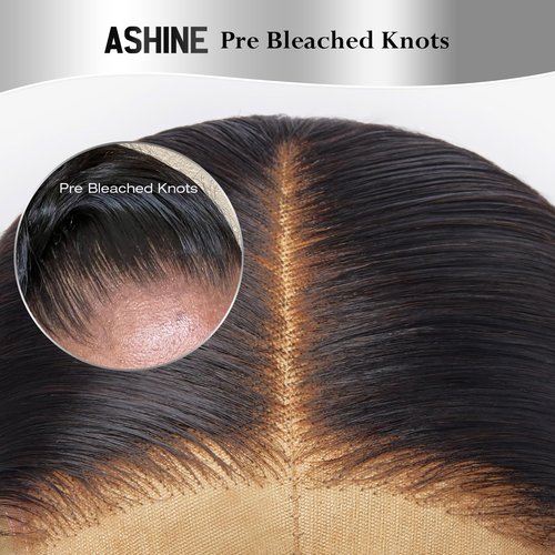 ASHINE 5x5 HD Lace Closure Body Wave Human Hair 5x5 Real HD Lace Closure Invisible Bleached Knots Pre Plucked with Baby Hair Natural Hairline 14 Inch