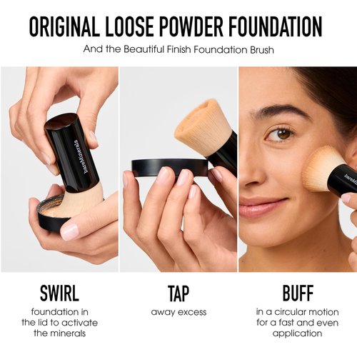 bareMinerals Deluxe Original Loose Mineral Foundation SPF 15 - Holiday Limited Edition Size $88 value – Medium Beige, Vegan, Cruelty-Free & Dermatologist-Tested