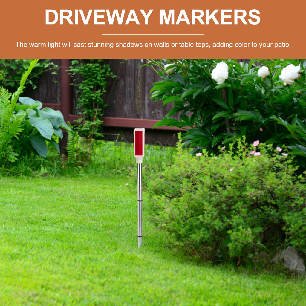 Uonlytech 2Pcs Solar Warning Landscape Lighting Solar Driveway Markers Driveway Markers Light Strobe