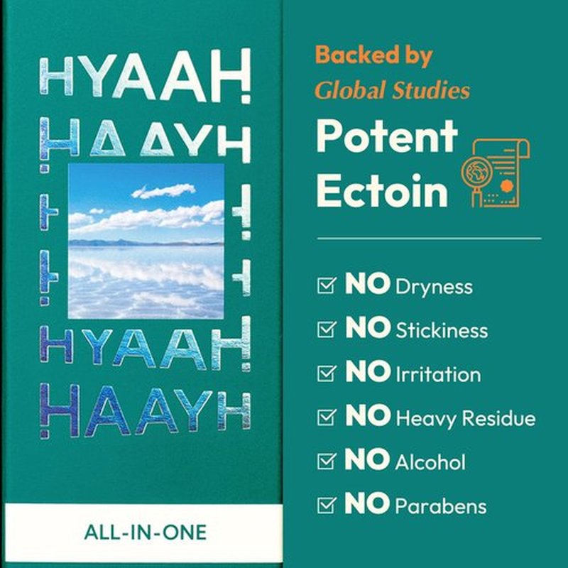 HYAAH All-in-one Ectoin Lotion - Korean Face Moisturizer with Ectoin, Squalane and Ceramide - Hydrating, Pore Care, Barrier Strengthening - Gentle on All Skin Types, 3.38 fl.oz.