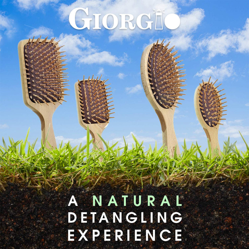 Giorgio GBRD1 Small Travel Men's Mustache and Beard Brush, Natural Boar Bristle for Flawless Shaping and Grooming. Ergonomic Grip Wood Handle. Dry or Wet, Distributes Oils and Balms to Soften Beard