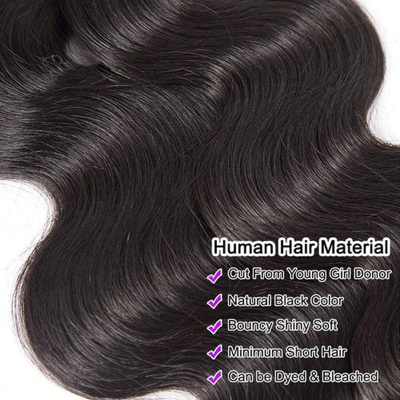 12A Body Wave Human Hair 4 Bundles 14 16 18 20 Inch 100% Remy Virgin Hair Weaves Bundles Human Hair Body Wave Hair Extensions Natural Black
