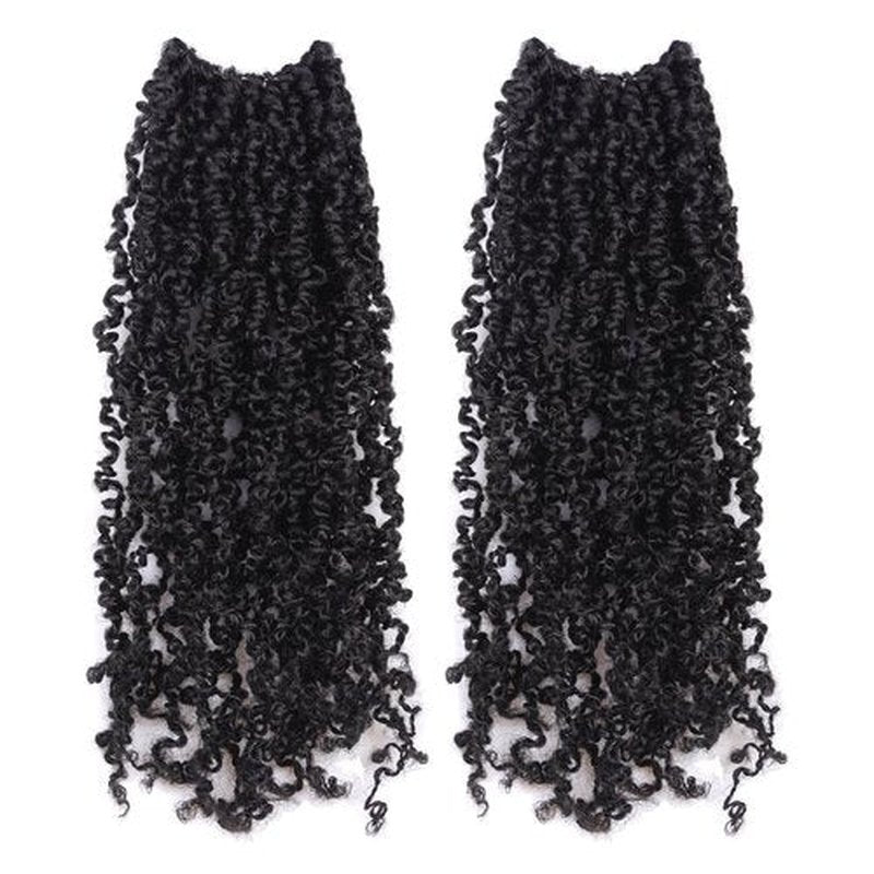 Toyotress Yanky Twist Crochet Hair - 12 Inch 2 Packs (30 Strands/Pcs) Fluffy Spring Mini Twist Short Bob Passion Twist, Natural Black Pre-Looped Crochet Braids Braiding Hair (12 Inch, 1B-2P)