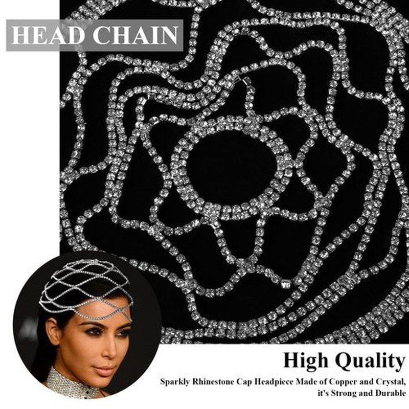 CROWN GUIDE 1920s Flapper Accessories for Women Roaring 20s Great Gatsby Headband Rhinestone Headpiece Wedding Hair Pieces for Brides Silver
