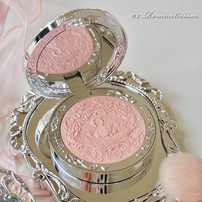 Flower Knows Swan Ballet Embossed Blush,Soft Pink Matte Powder Blush for Cheeks,Buildable & Blendable Face Makeup,Soft Long-Lasting Cute Make Up for Women & Girls,0.17 Oz(02 Romanticism)