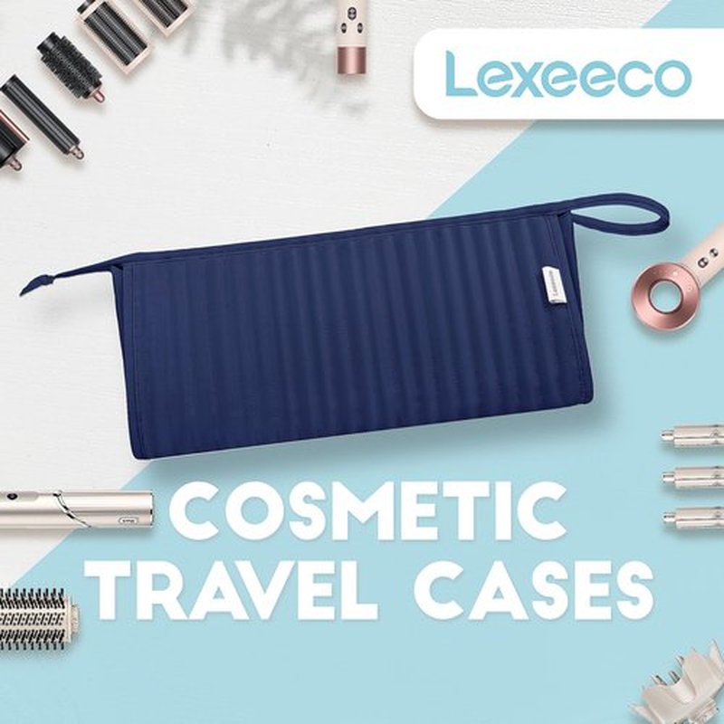 Lexeeco Dy son Air wrap Travel Case Hair Tools Travel Bag for Shark Flexstyle Carrying Case Portable Shark Hair Dryer Revlon Flat Curling Iron Organizer (Blue)