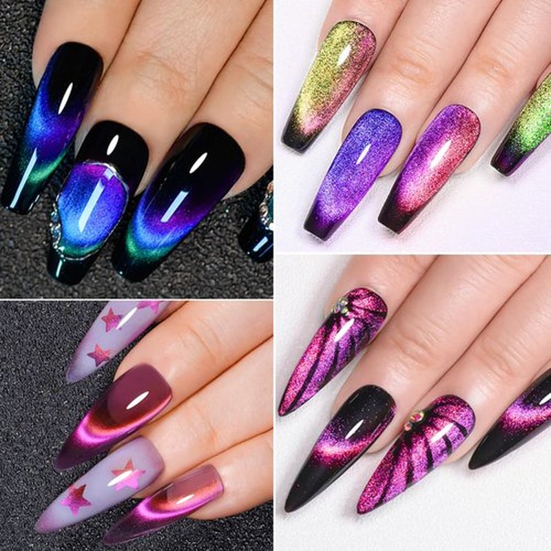 MTSSII Cat Eye Gel Polish Set,Magnetic Gel Nail Polish Kit with Magnet, Soak Off UV Cateye Gel Polish Kit Glitter Nail Art DIY Salon Gifts For Women 7ml/0.24fl.oz