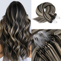 Kpvxxve Micro Bead Hair Extensions Real Human Hair Chocolate Brown Micro Link Hair Extensions Human Hair 18 Inch Micro Ring Human Hair Extension 1g/Strand 50g #1B/613(#1B/613, 18inch)