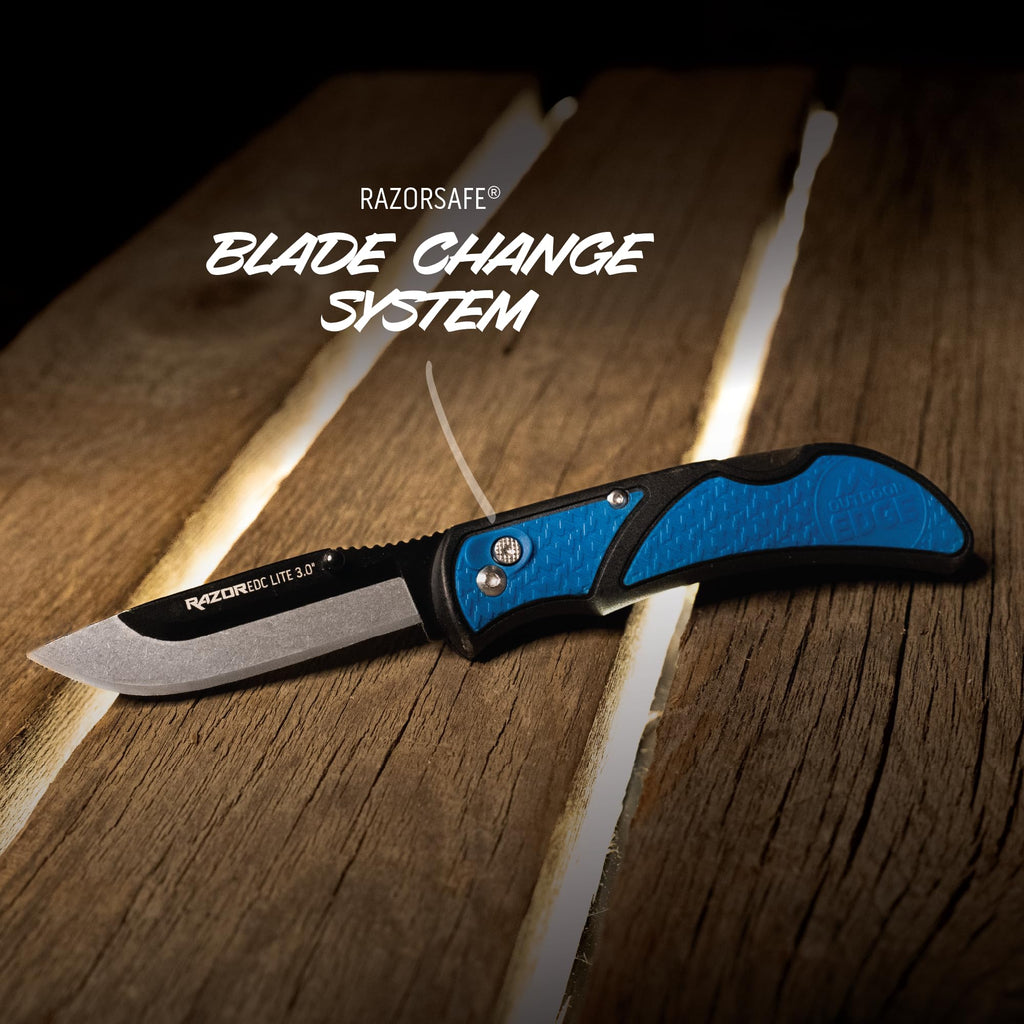 OUTDOOR EDGE 3.0" RazorLite EDC Knife. Pocket Knife with Replaceable Blades and Clip. The Perfect Hunting Knife for Skinning Deer.