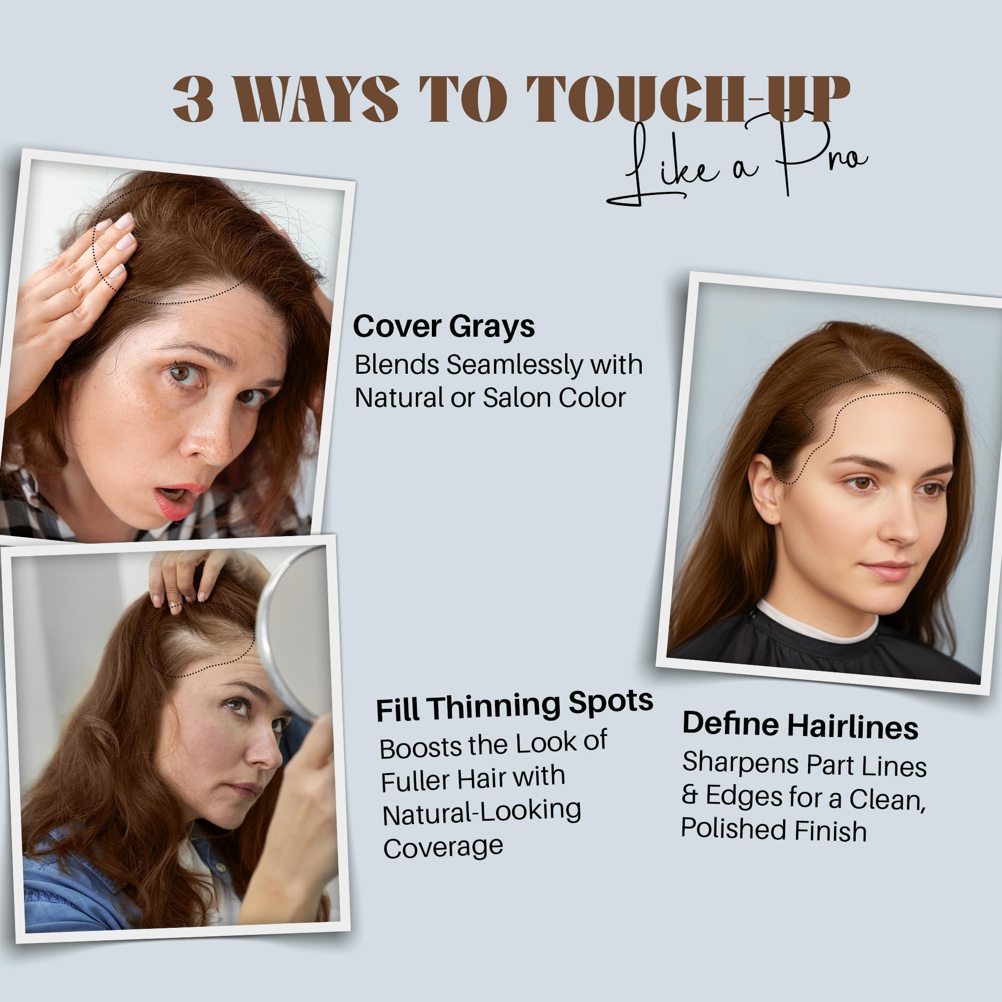 Herbishh Koloret Quick Root Touch Up Hair Color Spray Medium Brown (74.5g), Instant Gray & Medium Brown Root Cover Up, Temporary Hair Color Spray, Lightweight Non-Sticky Dye Mist, Travel Aerosol